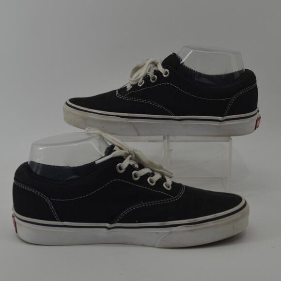 Vans Black Canvas Lace Up Low Top Sneakers Size 7 Classic - Picture 8 of 15